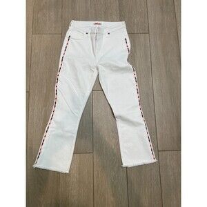 Johnny Was White Cropped Embroidered Side Jeans
